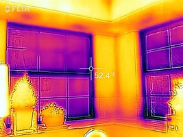 Thermal image of kitchen windows
